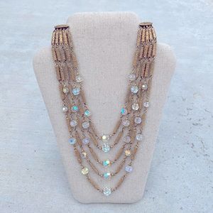 VENDOME 5 strand necklace Aurora borealis beads
